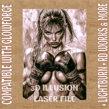 BOXER WOMAN 3d illusion & laser - ready files - 3DWave.us